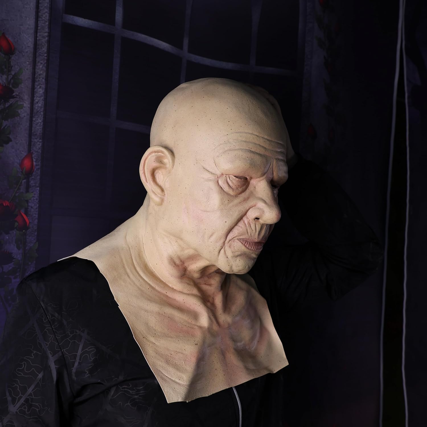 Realistic Old Man Latex Mask - Wrinkle Face Bald Man Halloween Costume for Adults | Horror Cosplay & Masquerade Party Props | Perfect for Halloween, Themed Parties & Scary Events