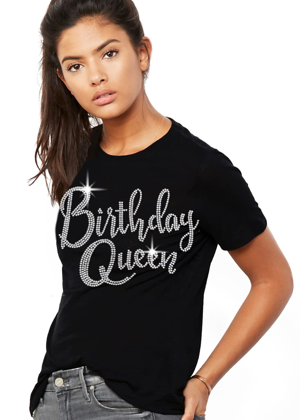 Birthday Queen Shirt Bedazzled - Women's Birthday T-Shirt - Sparkling Birthday Gift for Her - Perfect for Parties, Celebrations & Special Occasions