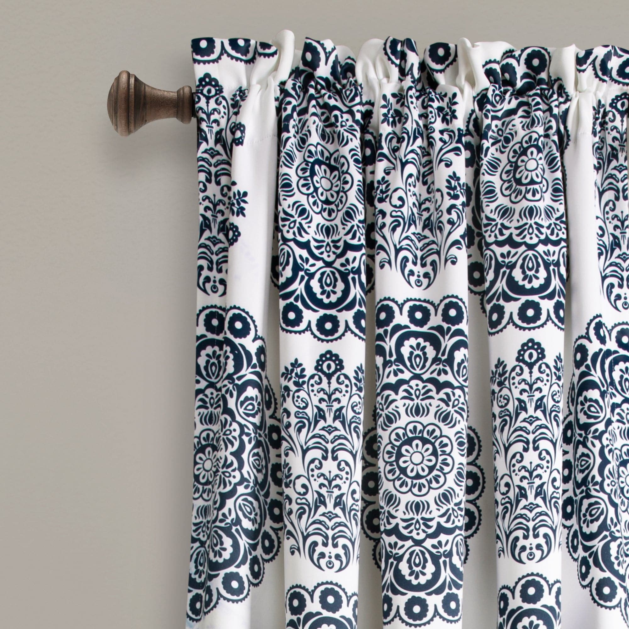Evelyn Medallion Light Filtering Window Curtain Set - Sheer Drapes for Living Room & Bedroom - Soft Diffused Light & Privacy