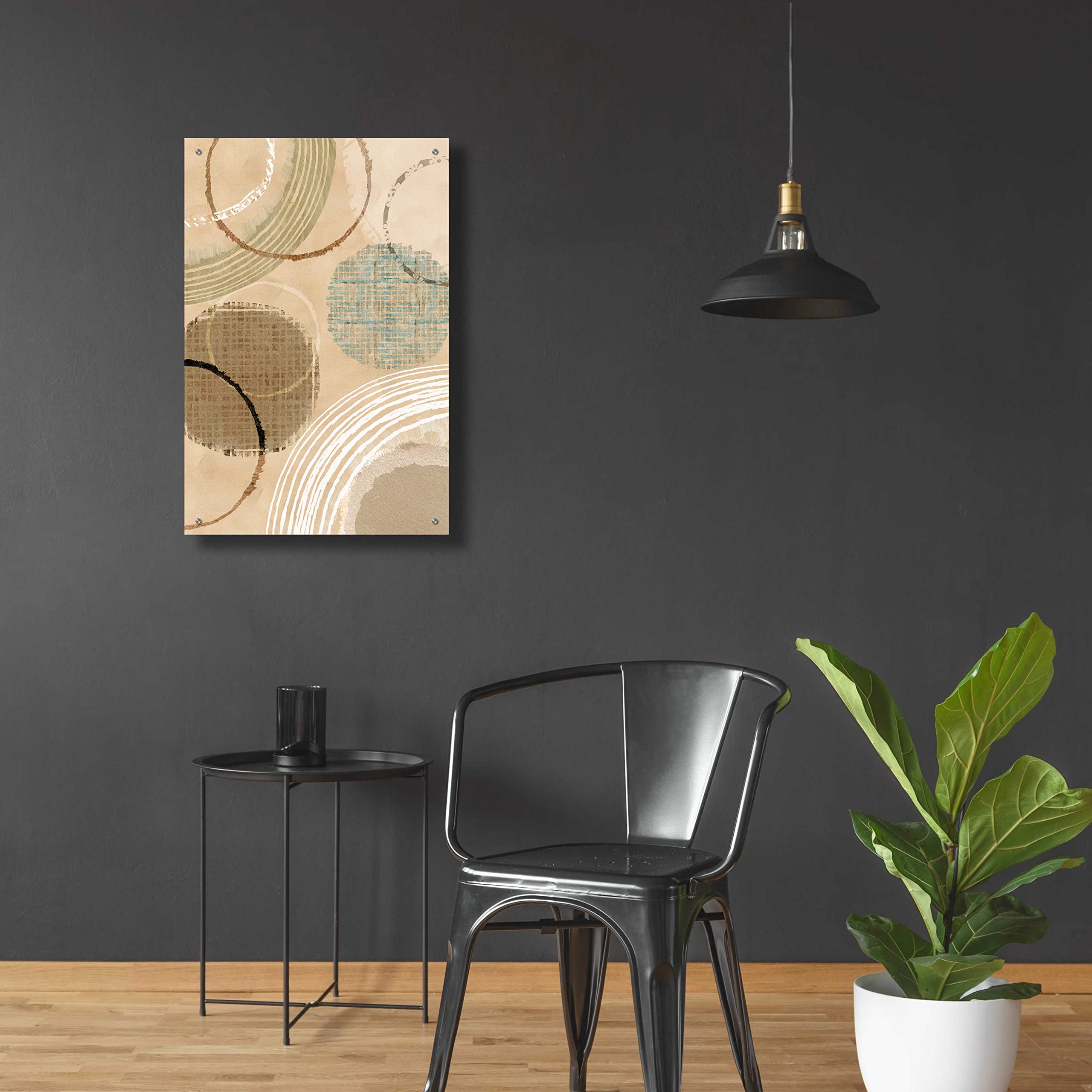 Flora Kouta 'Woven Baskets II' Acrylic Glass Wall Art - 24x36 Inches Modern Abstract Painting for Living Room, Bedroom & Office Decor