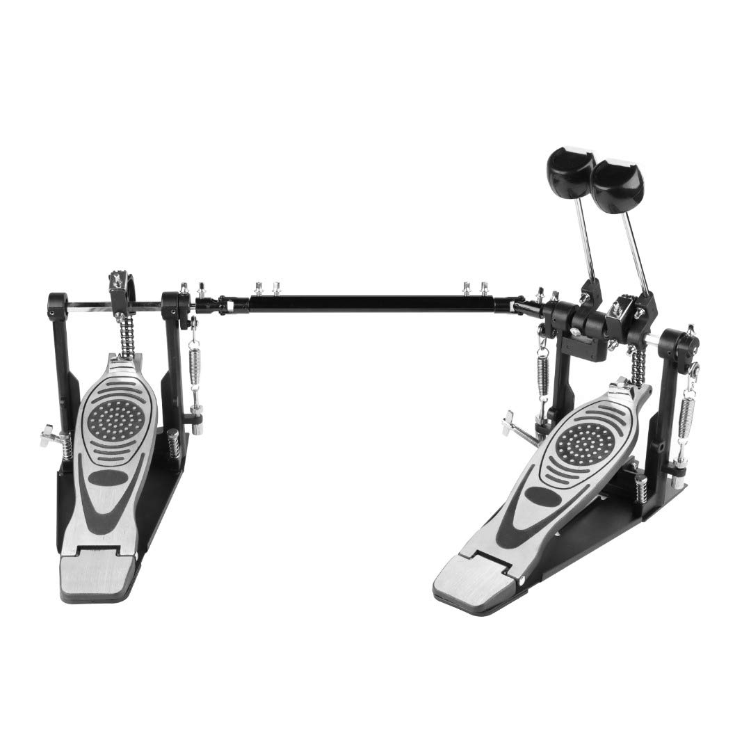 Double Bass Drum Pedal for Electric Drum Kit - Heavy Duty Double Kick Bass Pedal with 2 Drum Beater Sticks & Drum Key - Perfect for Metal, Rock & Studio Drumming