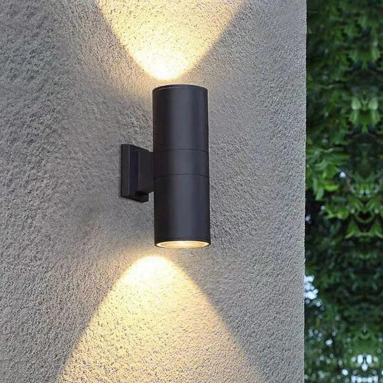 Black Up and Down Outdoor Wall Lights - Modern Exterior Sconce for Patio, Garden, and Porch Lighting
