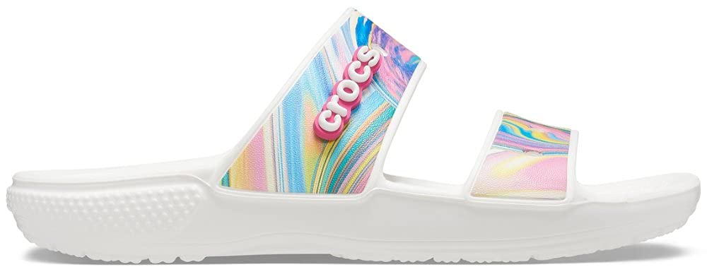 Crocs Unisex Classic Tie Dye Sandals - Comfortable Slide-On Beach Shoes for Men & Women | Perfect for Pool, Vacation, and Casual Summer Wear