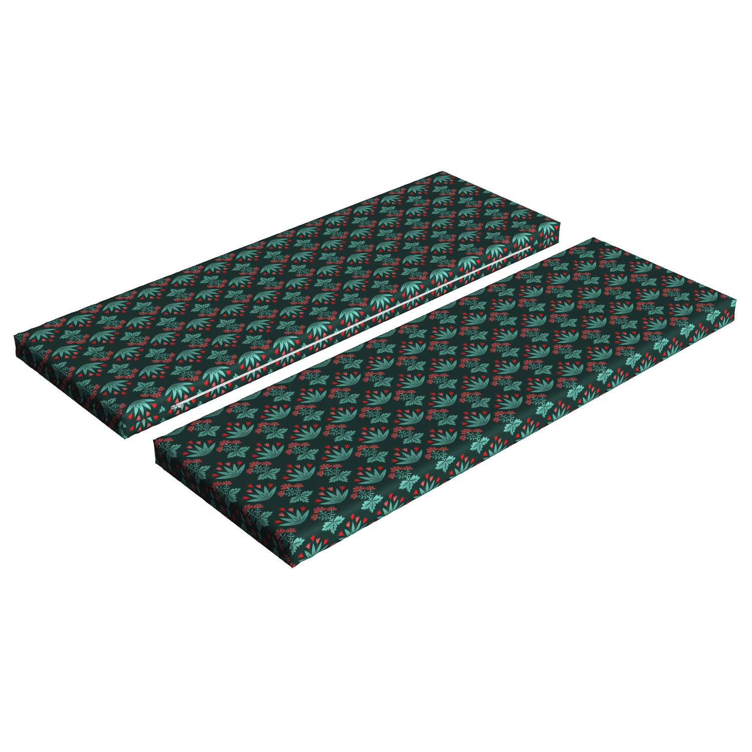 Ambesonne Dark Teal Bench Cushion Set of 2 - Floral Pattern with Dark Salmon Tulip Petals, Standard Size 45