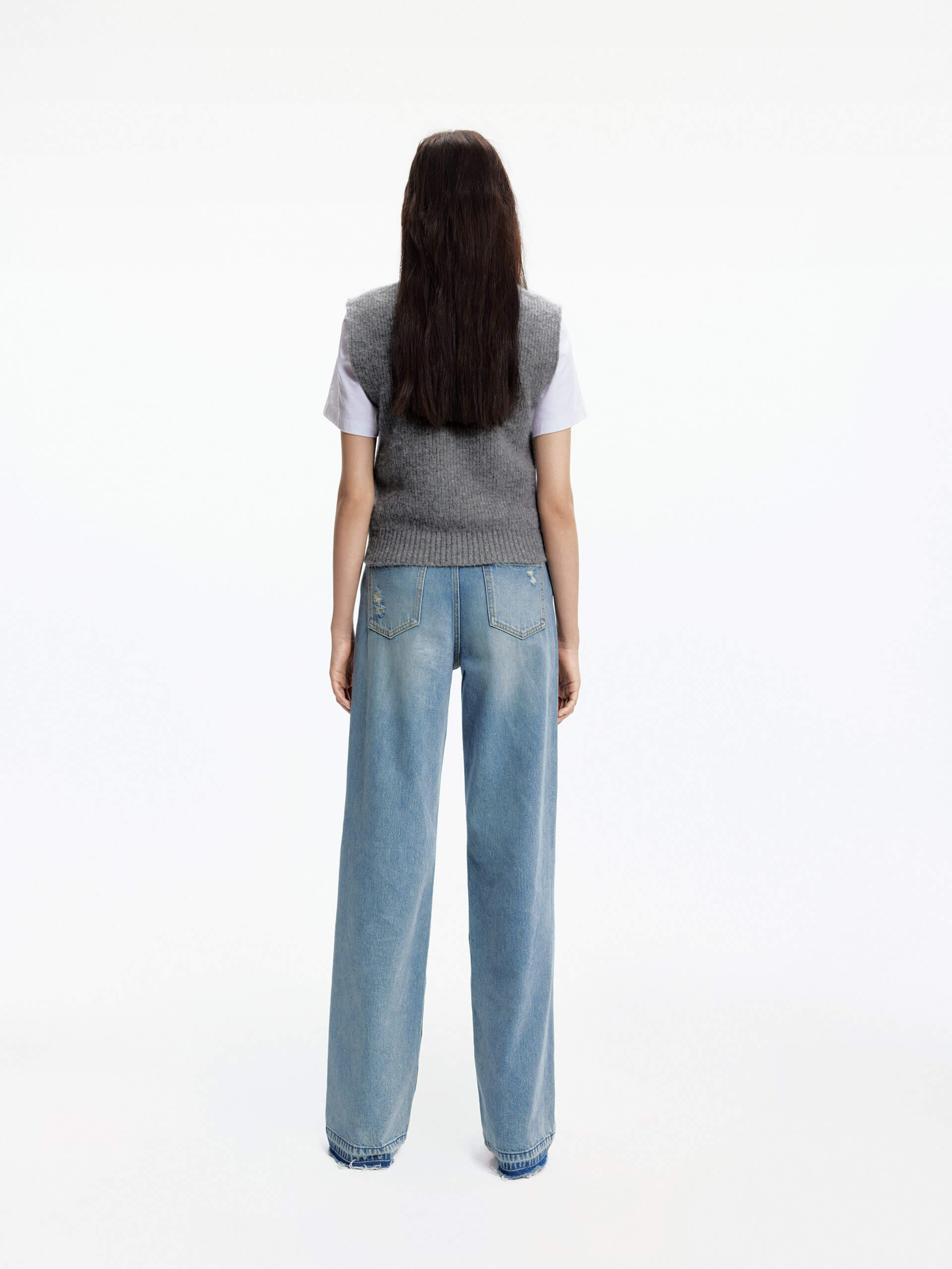 Crystal Detail Straight Jeans for Women - High Waist Slim Fit Stretch Denim Pants - Perfect for Casual Wear, Office & Date Night Outfits