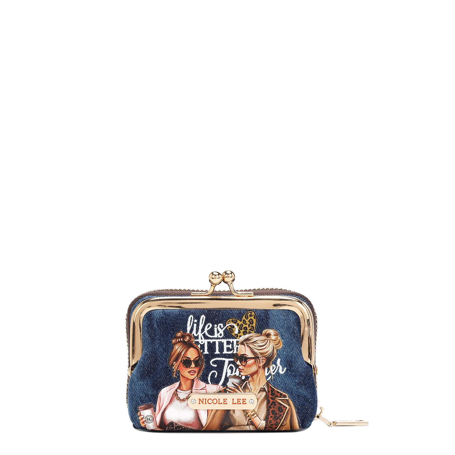 DENIM JULIA MINI WALLET - Stylish Women's Small Wallet with Card Slots & Zipper Pocket - Perfect for Everyday Use, Travel & Night Out