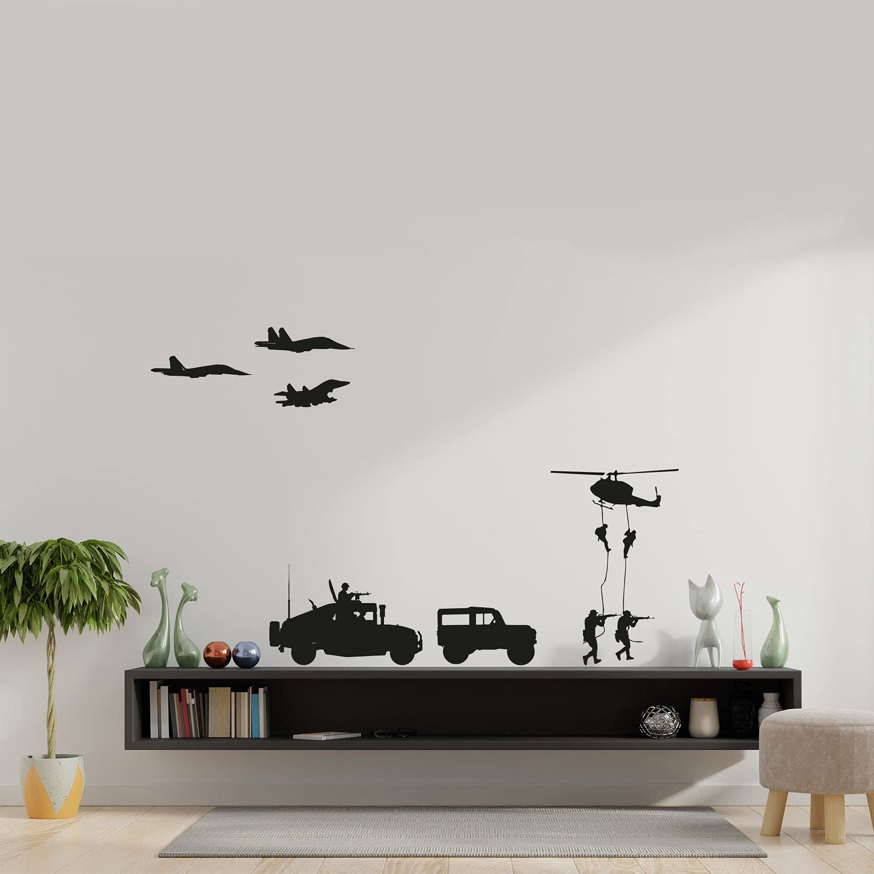 Military SWAT Team Army Soldier Vehicle Parachute Wall Decal Sticker - 28x30 Inch Vinyl Art for Boys & Girls Room, Playroom, Bedroom, Gym - Perfect for Home Decor, Kids' Spaces & Themed Rooms