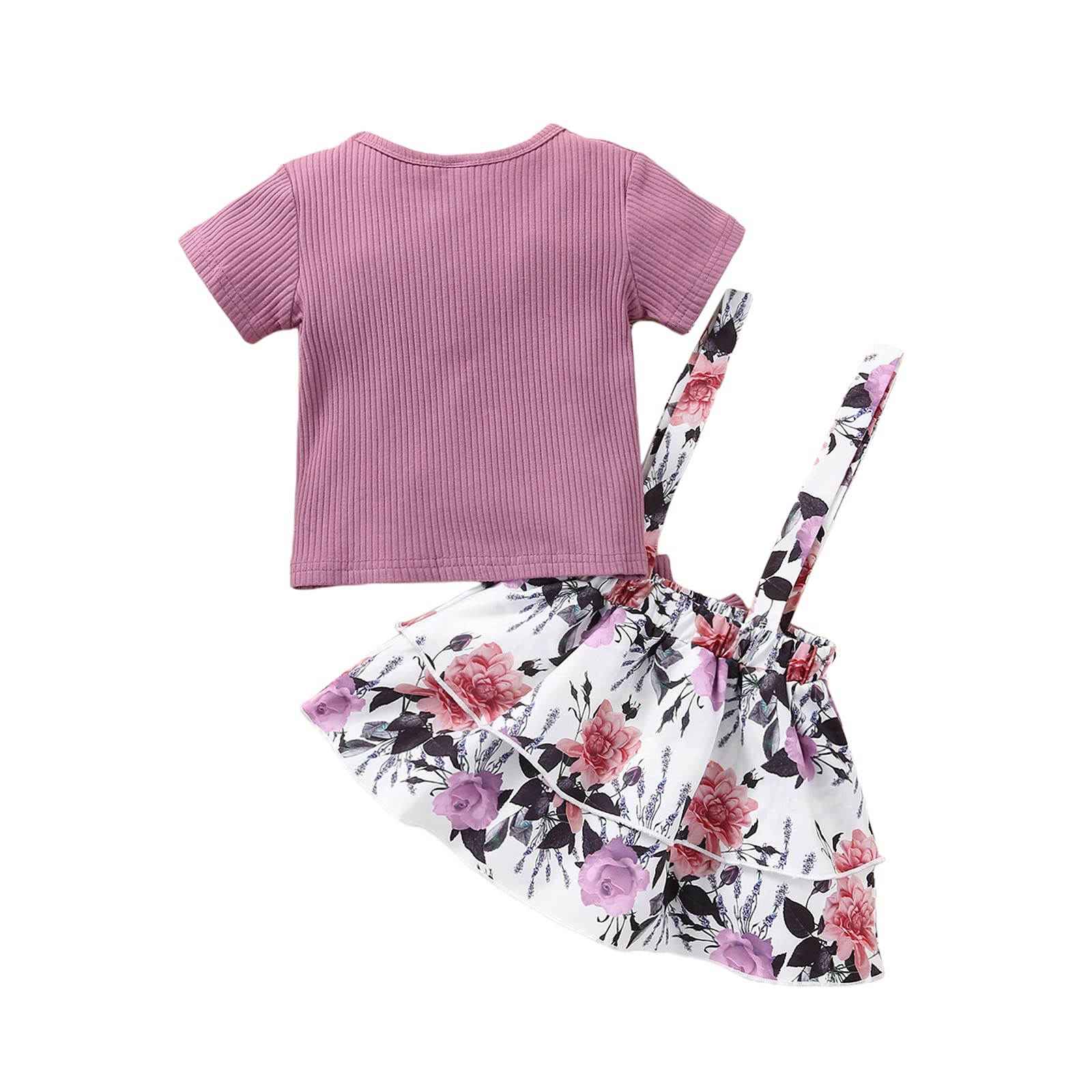 Adorable Toddler Baby Girl Summer Outfits - Cute Suspender Skirt & T-Shirt Set for Sisters | Matching Sibling Clothes for Playdates, Family Photos & Special Occasions