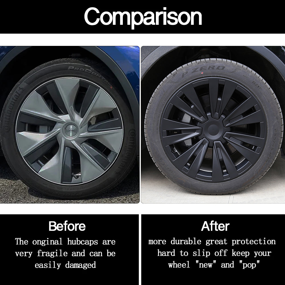 EVBASE 19 Inch Tesla Model Y Turbine Wheel Covers - 4PCS Matte Black Sport Rims for Model X Version | Enhance Style & Protect Alloy Wheels | Perfect for Daily Commuting & Road Trips