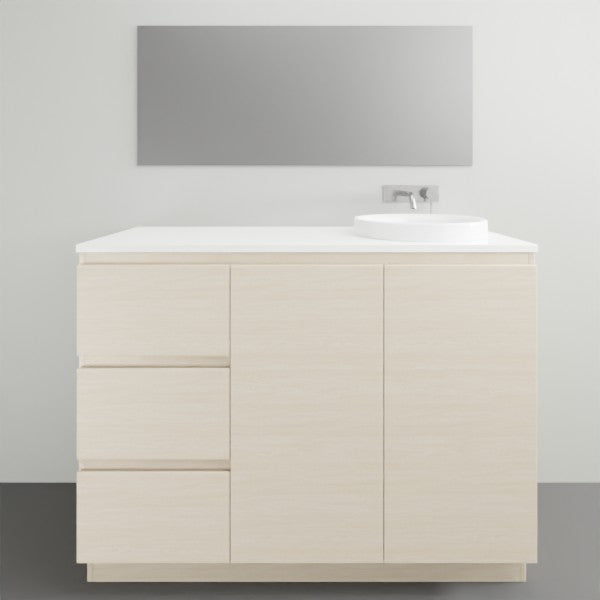 ADP Glacier Lite Ensuite Vanity Set with Solid Surface Top - 3-Piece Door and Drawer Bathroom Vanity for Modern Homes | Perfect for Small Bathrooms, Guest Suites & Apartment Remodels