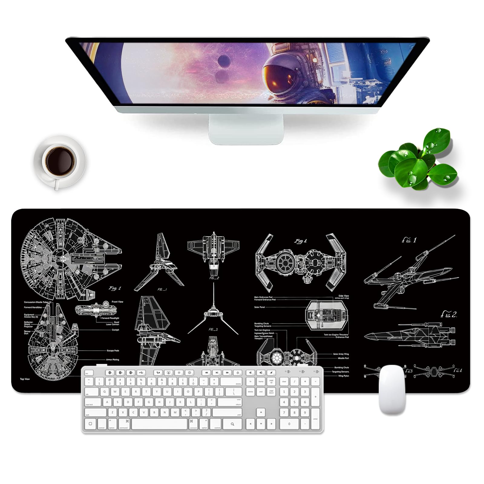 Premium Black Gaming Mouse Pad - Extra Large 31.5x11.8x0.12 inch Non-Slip Desk Mat with Stitched Edges - Perfect for PC, Laptop, Office & Gaming Setup - Waterproof Keyboard Mousepad for Work and Esports