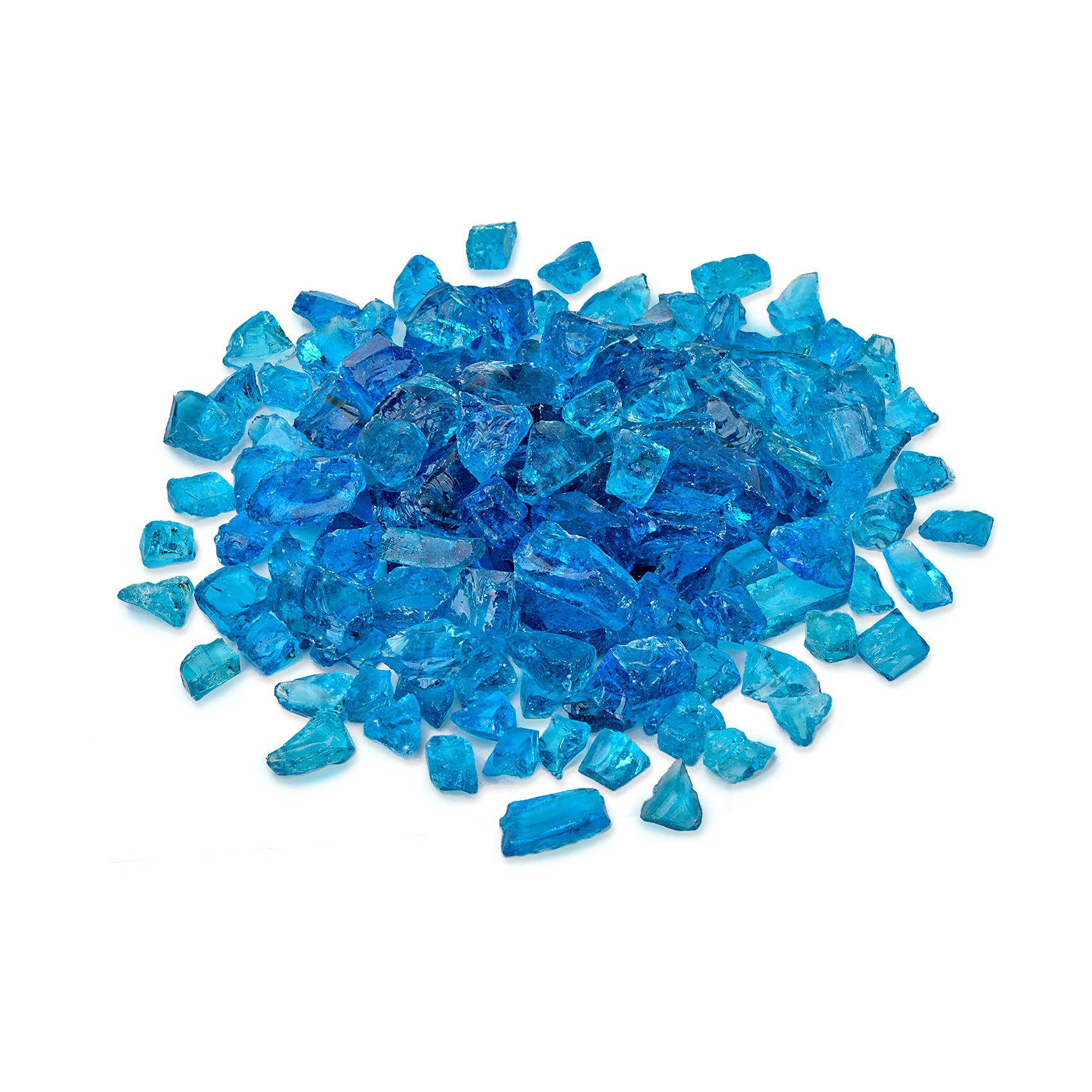 Skyflame 10-Pound Crushed Fire Glass - Premium Fire Pit & Fireplace Decor, Vase Filler, Garden Landscaping & Resin Art Material in Sea Blue - Perfect for Outdoor Patio, Backyard Fire Features & DIY Craft Projects