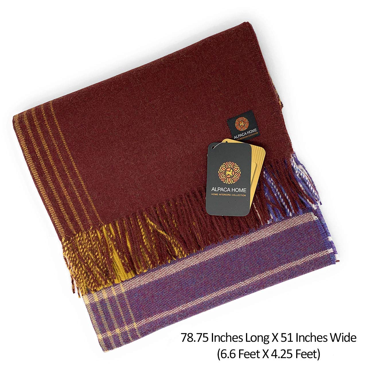 Soft & Cozy 100% Baby Alpaca Throw Blanket - Luxury Plaid Design (Harvest Plaid) for Home, Sofa & Travel - Perfect Gift for Winter & Cold Weather