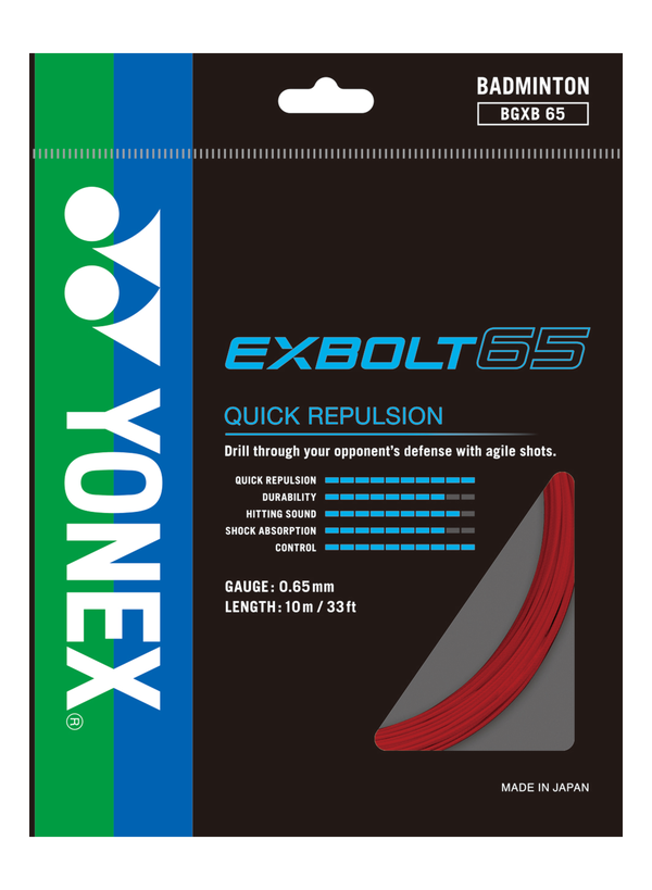 Yonex Exbolt 65 Badminton String Set (10m) - High Performance Badminton Racket String for Professional Players - Perfect for Tournament Play & Training Sessions