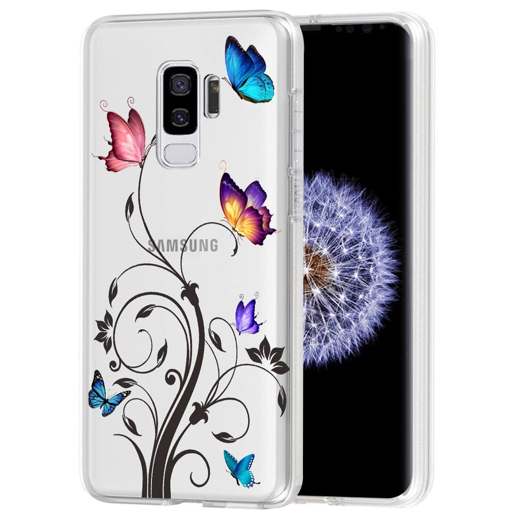 **Samsung Galaxy S9 Plus Phone Case for Women - Soft Clear TPU Shockproof Protective Cover with Butterfly Design | Slim Fit, Scratch-Resistant, Drop Protection | Perfect for Everyday Use, Work & Travel**