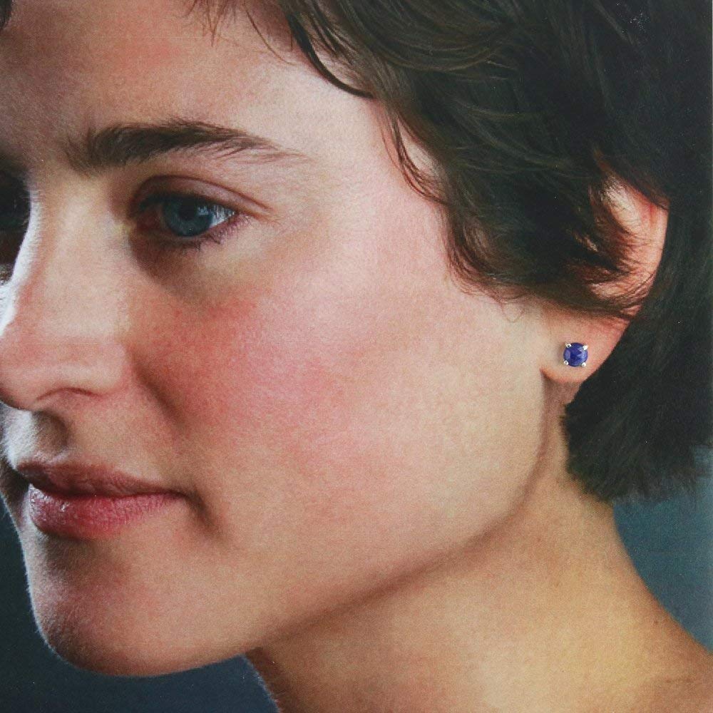 6mm Rose Cut Lapis Sterling Silver Stud Earrings – Perfect for Everyday Wear, Gifts & Special Occasions