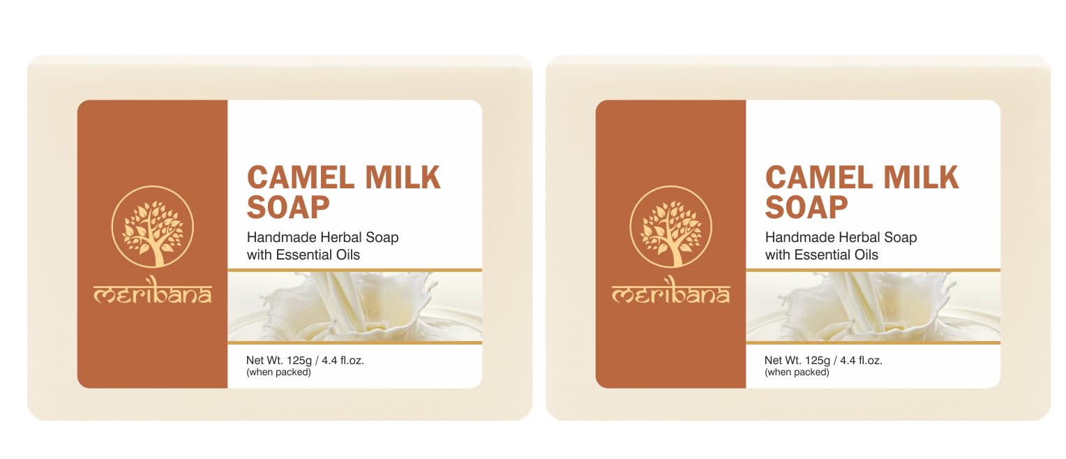 MeriBana Handmade Camel Milk Soap Bar - Natural Moisturizing & Nourishing for Dry Skin - 2 Pack (125g Each) - Perfect for Spa, Gift & Daily Skincare Routine