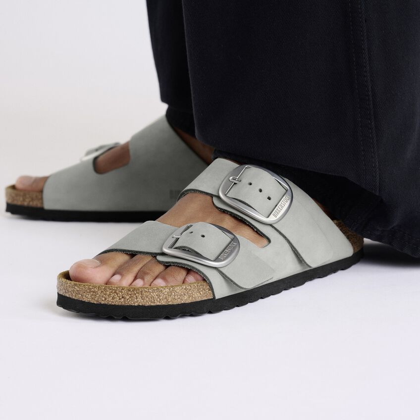 Birkenstock Arizona Big Buckle Sandals - Soft Nubuck Leather in Pure Sage | Comfortable Unisex Slides for Walking, Beach & Casual Wear