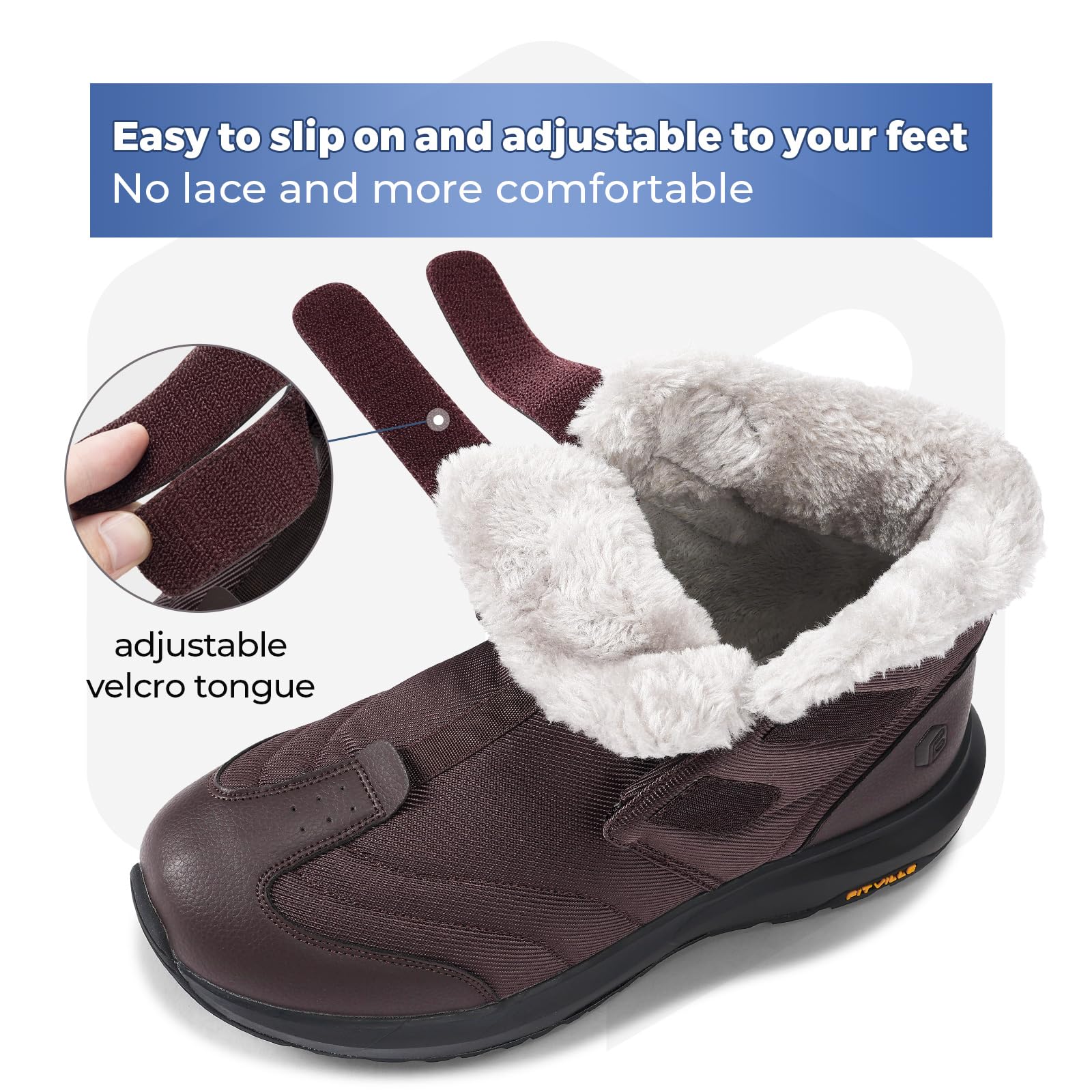 FitVille Men's Extra Wide Snow Boots - Waterproof Insulated Winter Boots for Outdoor Activities, Lightweight Wide Width Hiking Boots for Men (V3) - Perfect for Snow Trekking, Ice Fishing & Cold Weather Adventures