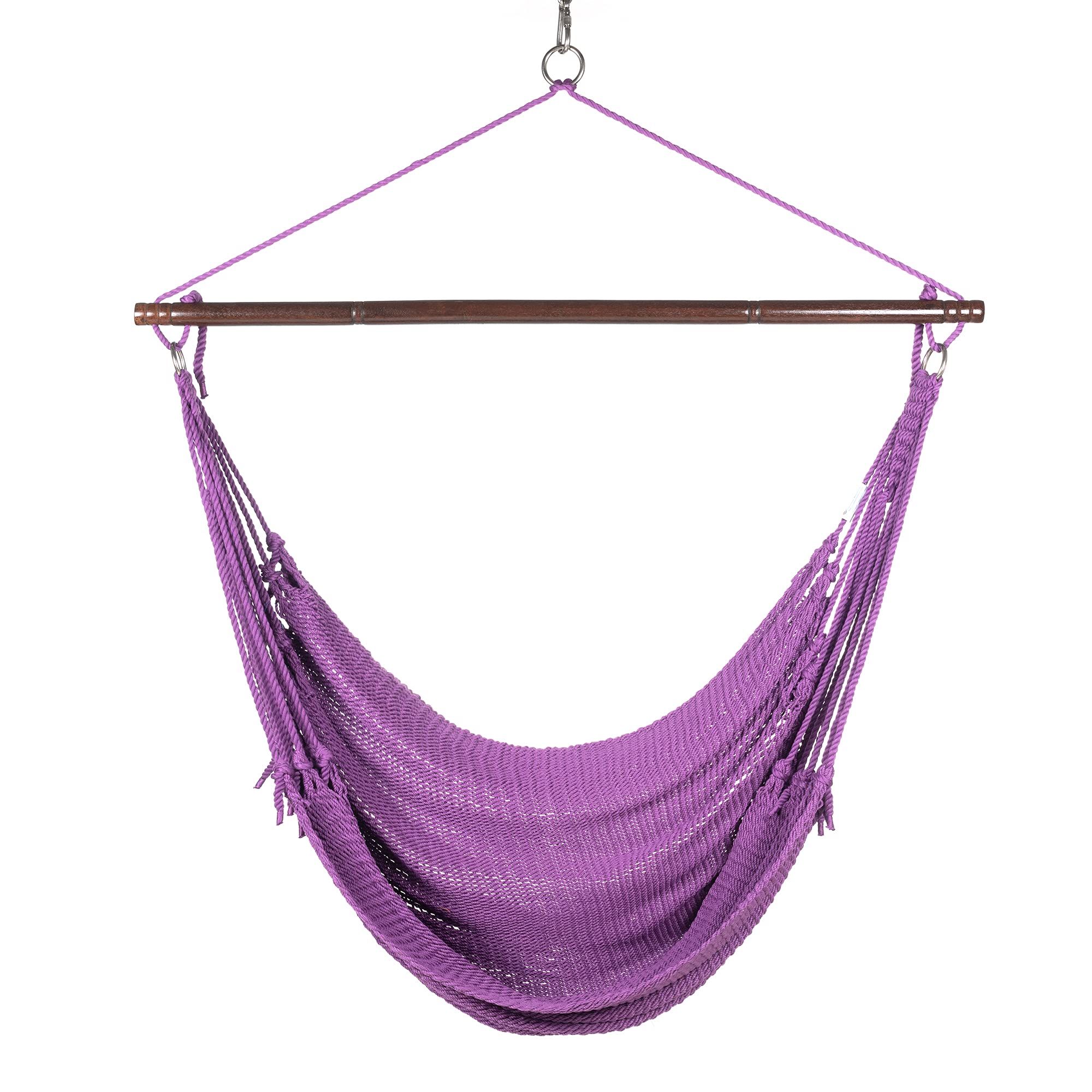 Jumbo Caribbean Hammock Chair with Footrest - 55 Inch Oversized Hanging Swing Chair - Soft-Spun Polyester in Purple - Perfect for Patio, Backyard, Porch & Indoor Relaxation