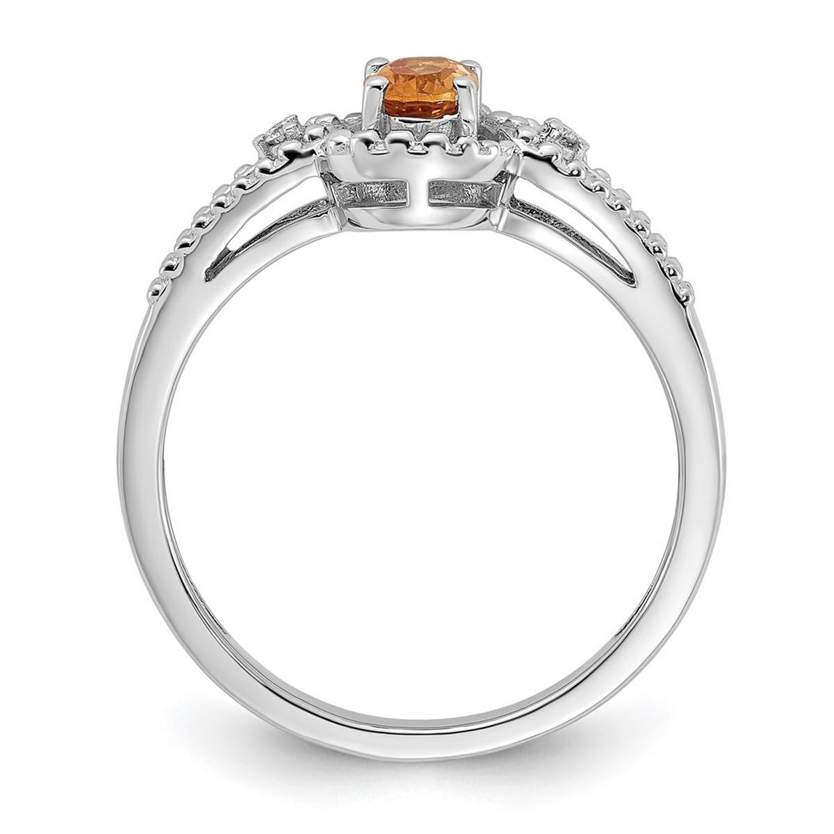 925 Sterling Silver Polished Citrine & Diamond Ring for Women | Elegant Dainty Jewelry for Engagement, Anniversary & Special Occasions | JewelryWeb