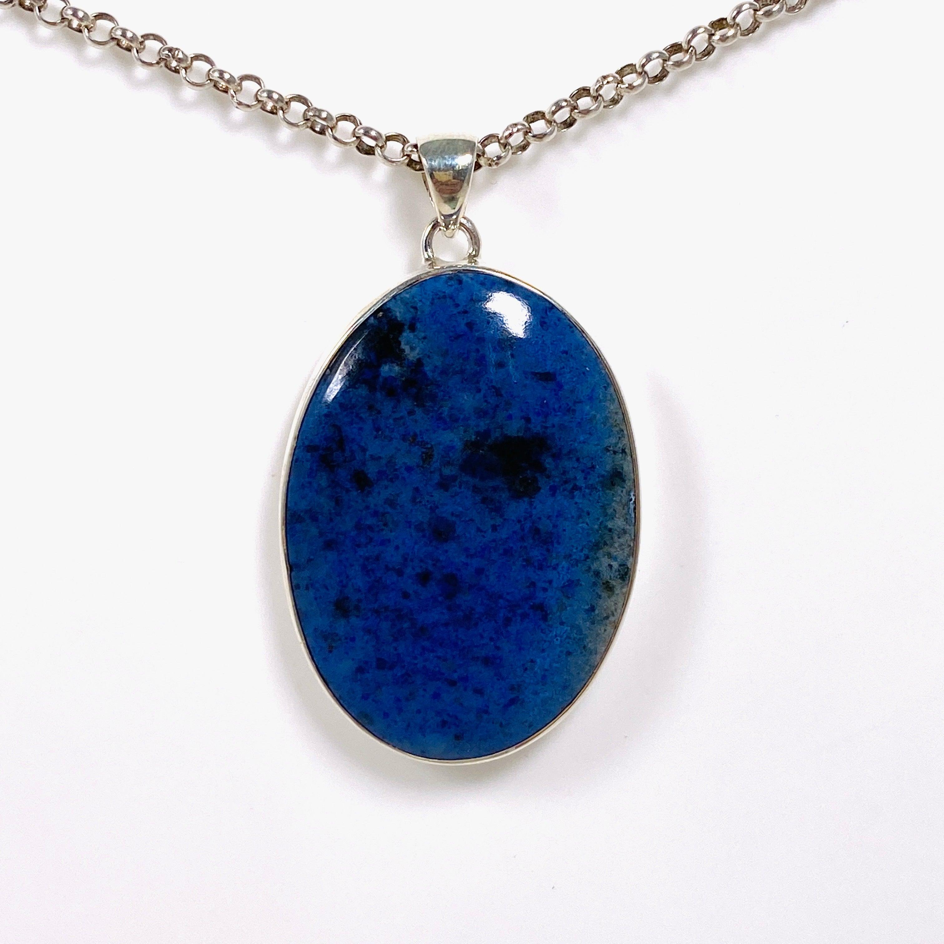 Natural Dumortierite Oval Pendant Necklace KPGJ4150 - Healing Crystal Jewelry for Meditation, Energy Balancing & Spiritual Protection