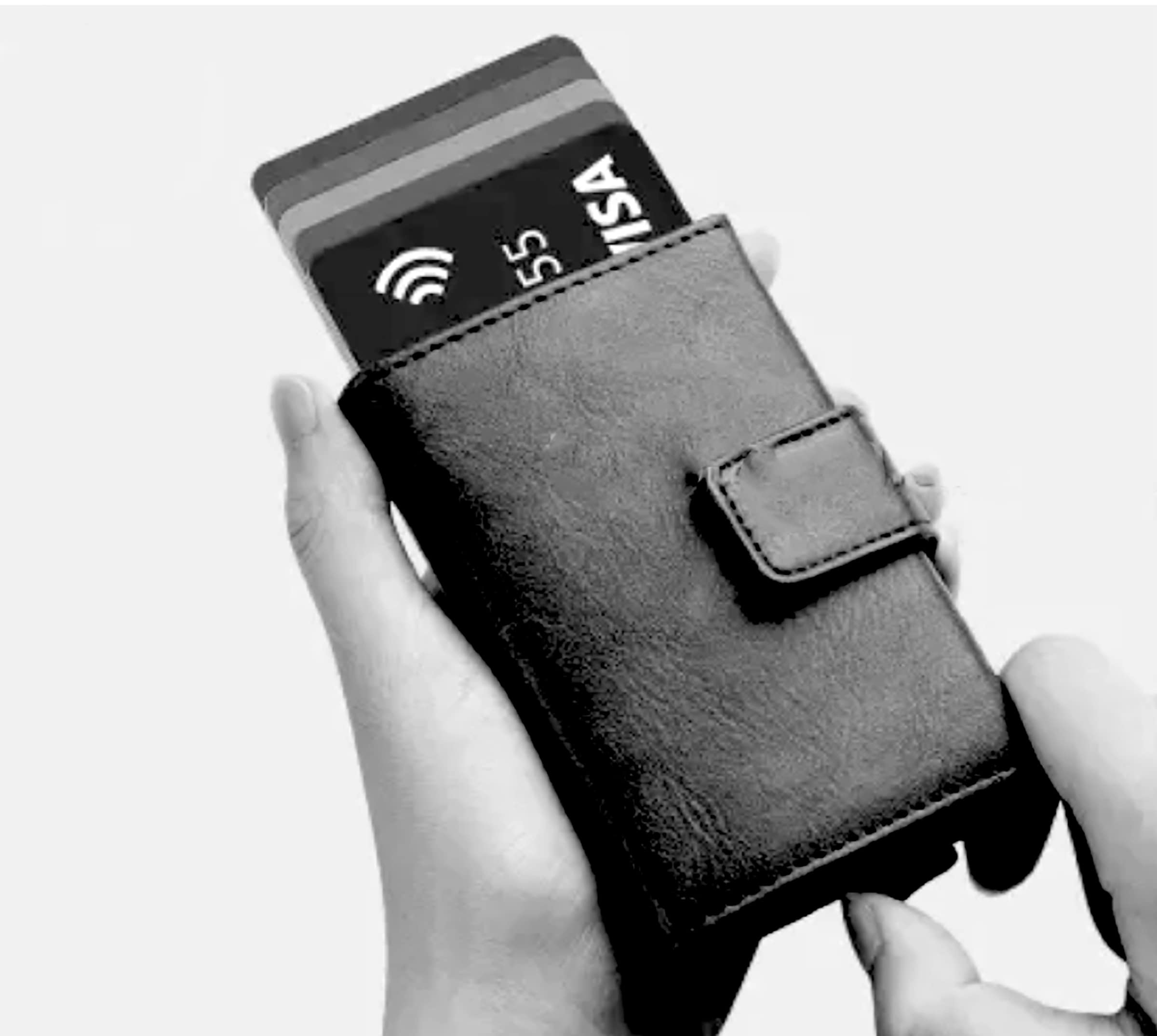 Premium RFID Blocking Smart Leather Wallet for Men - Aluminum Credit & Debit Card Holder with HASP Lock, Quick Access Pop-Up Design | Ideal for Travel, Business & Everyday Use (Black)