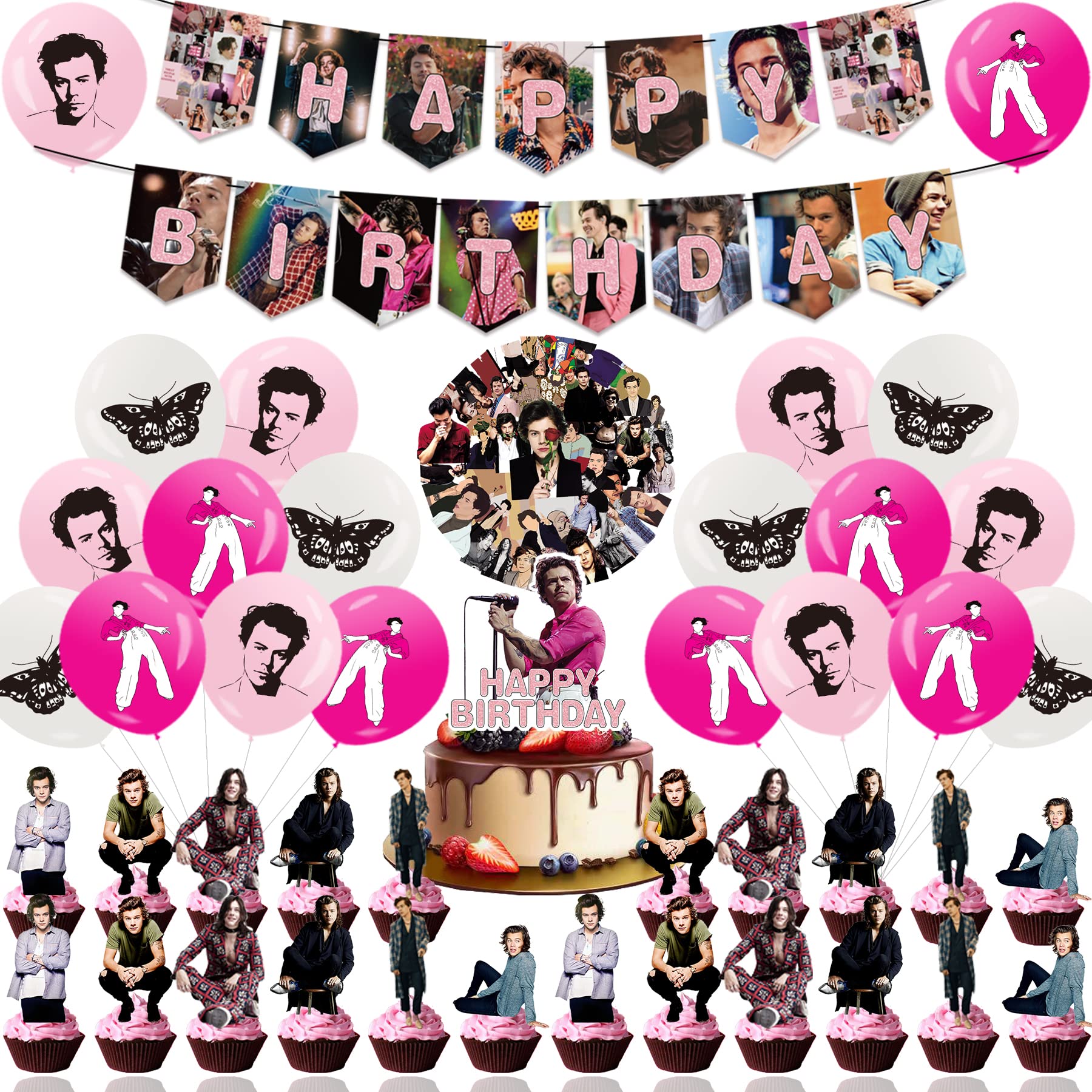 108Pcs Singer Theme Birthday Party Decorations Kit - Includes Birthday Banner, Latex Balloons, Cake Toppers & Stickers - Perfect for Singer Fan Parties, Music Themed Celebrations & Birthday Decorations