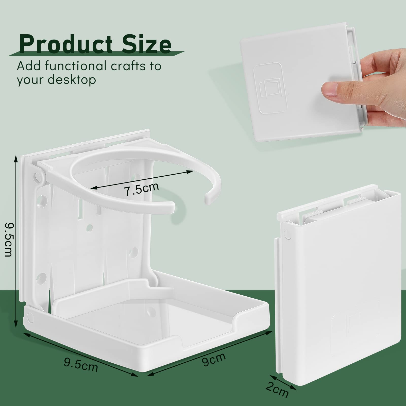 4 Pcs Folding Boat Cup Holder - for Cars, Trucks, Boats & RVs (White) - Durable Drink Holder Accessory