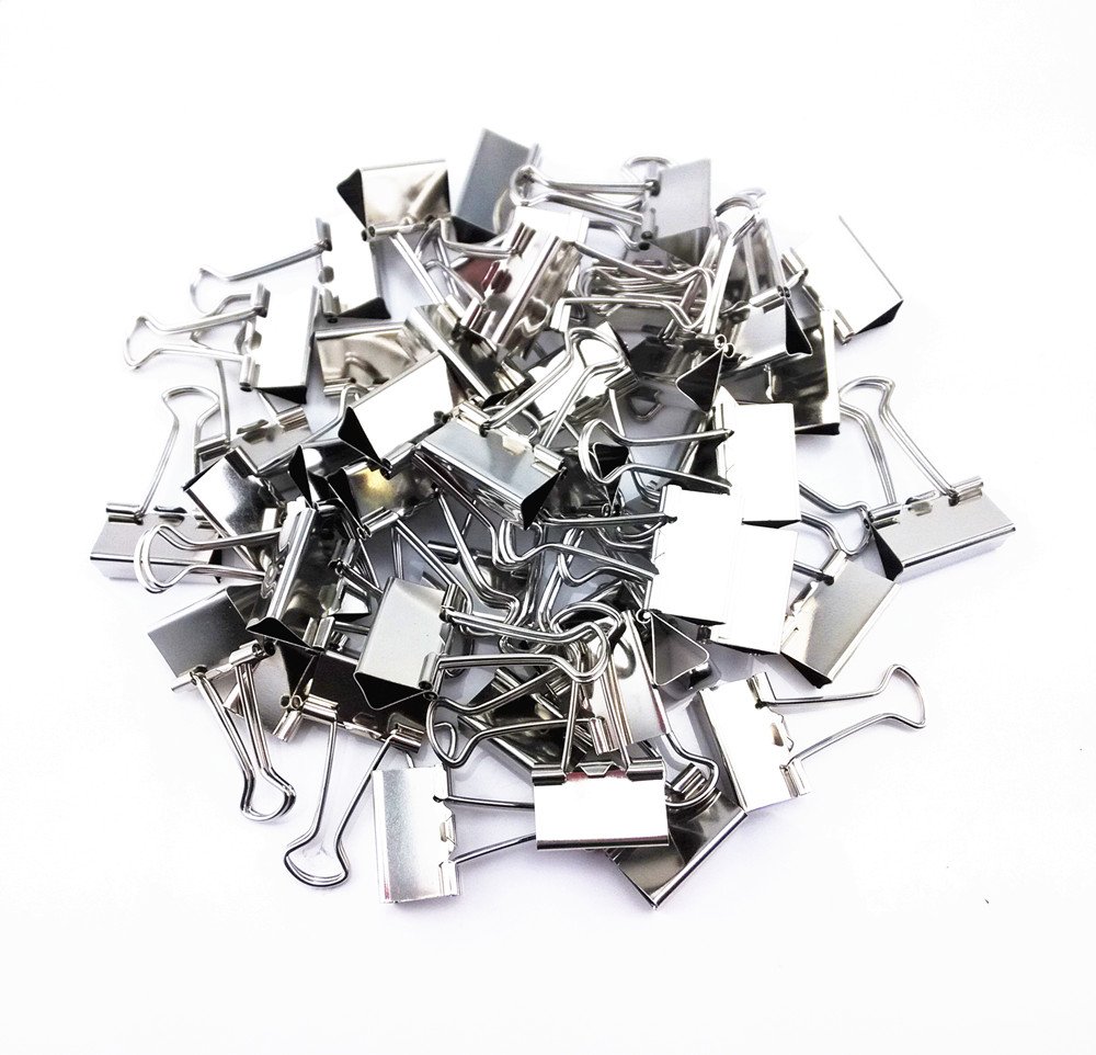Yueton 48-Piece Silver Metal Binder Clips - Heavy Duty Office Supplies for Paper, Documents & Files - Perfect for Organizing, School, Office & Home Use