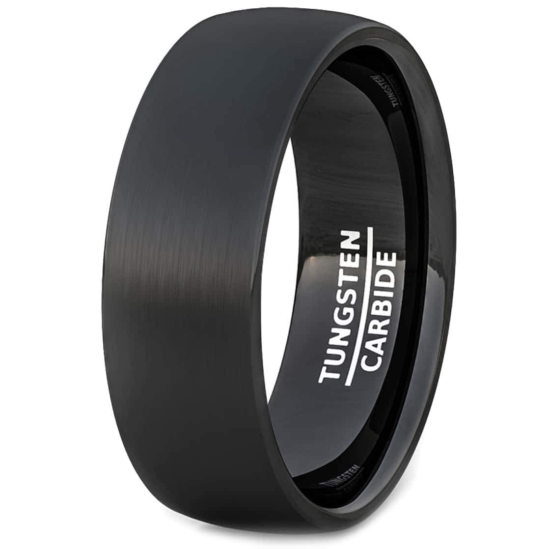 Duke Collections 8mm Black White Blue Tungsten Carbide Ring for Men - Matte Brushed Finish, Comfort Fit Wedding Band, Durable & Hypoallergenic - Perfect for Everyday Wear, Anniversary Gifts & Special Occasions