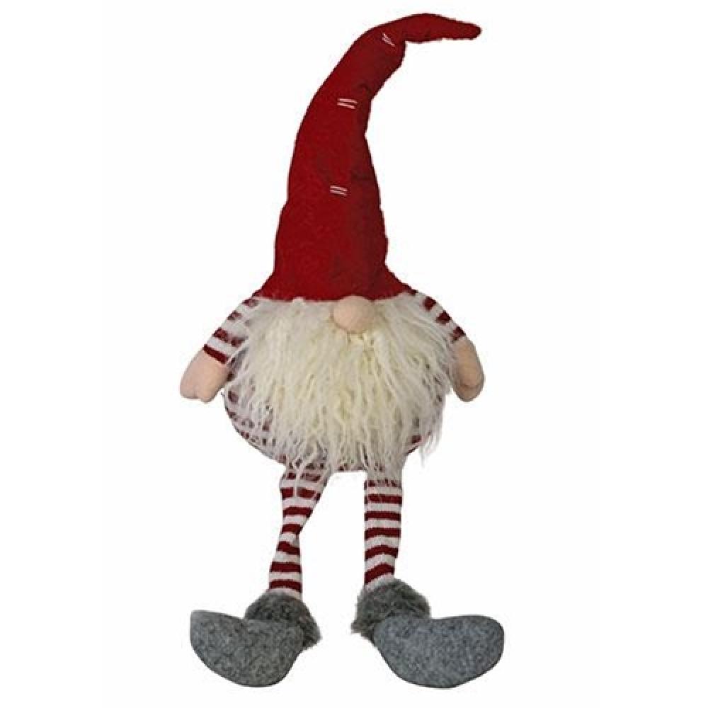 Red and White Striped Santa Gnome Plush Toy with Dangling Legs - Perfect for Christmas Decorations, Gift Giving, and Holiday Home Decor