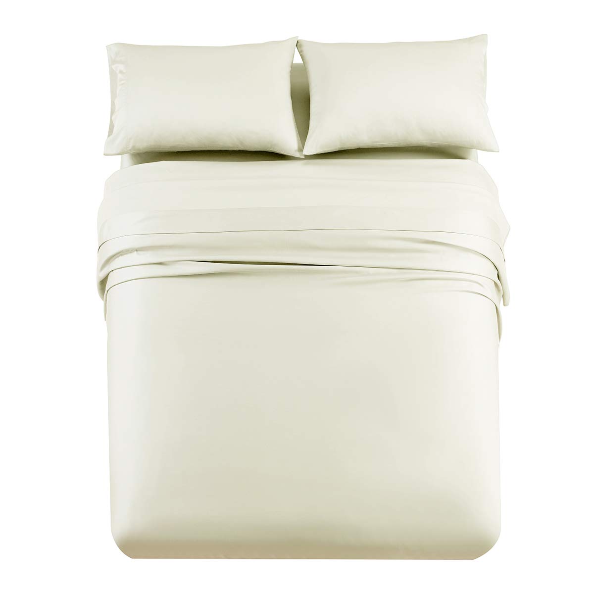 Premium 600-Thread-Count 100% Tencel Lyocell Twin XL 3-Piece Bed Sheet Set in Ivory - Ultra Soft & Breathable for College Dorms, Guest Rooms & Cozy Bedrooms