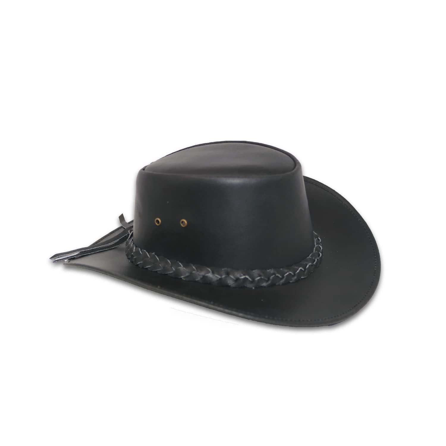Handmade Shapeable Cowboy Leather Hat for Men - Western Style Adjustable Brim Hat for Rodeo, Horse Riding & Outdoor Adventures