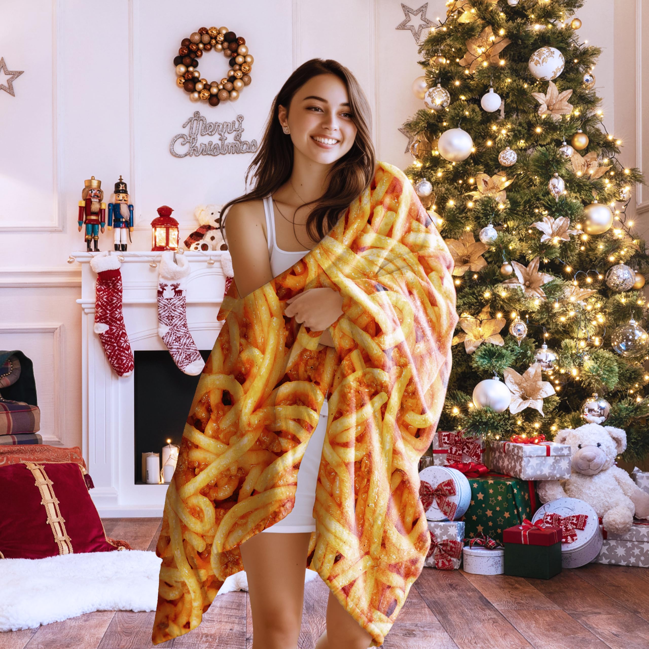 Tomato Spaghetti Pattern Throw Blanket - Ultra Soft & Cozy 40