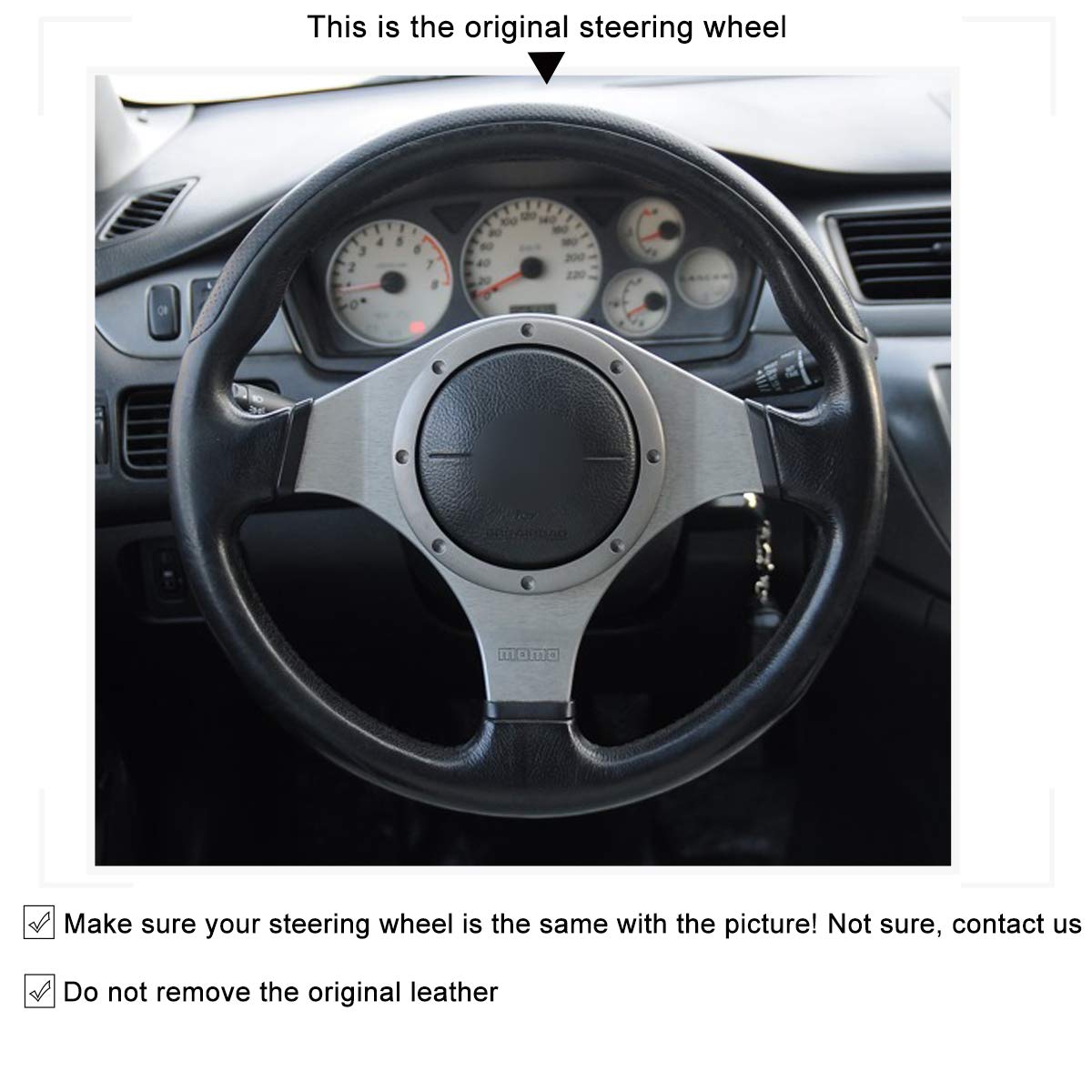 Premium Black Suede Steering Wheel Cover for Mitsubishi Lancer Evolution 8/9 (2003-2006) - Hand Stitched Custom Fit - Enhance Grip & Driving Comfort - Perfect for Racing Enthusiasts & Daily Commuters
