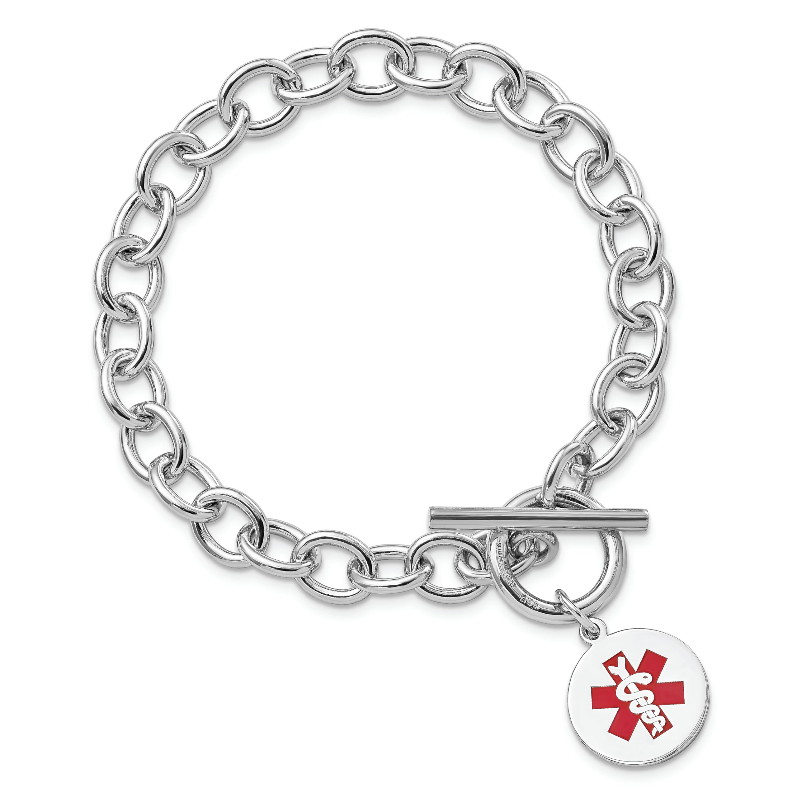 Personalized 925 Sterling Silver Medical Alert ID Bracelet - Engraveable Disc Name Bar for Emergency Identification & Safety (Ideal for Seniors, Allergies, and Medical Conditions)