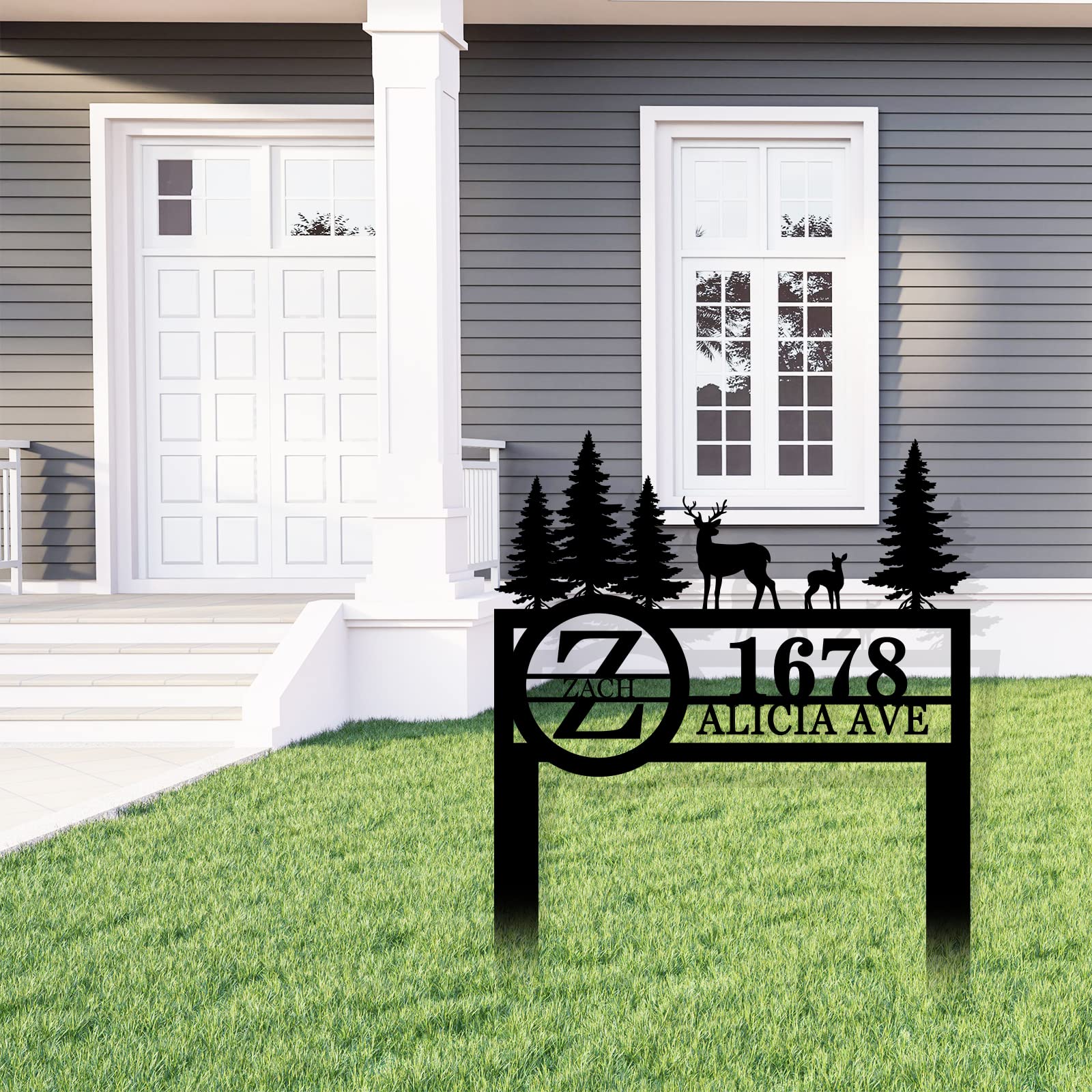 Custom Metal Address Yard Signs with Stakes - Personalized House Number Plaque for Outdoor Home Decor - Perfect for Mailbox, Front Yard, and Driveway Visibility