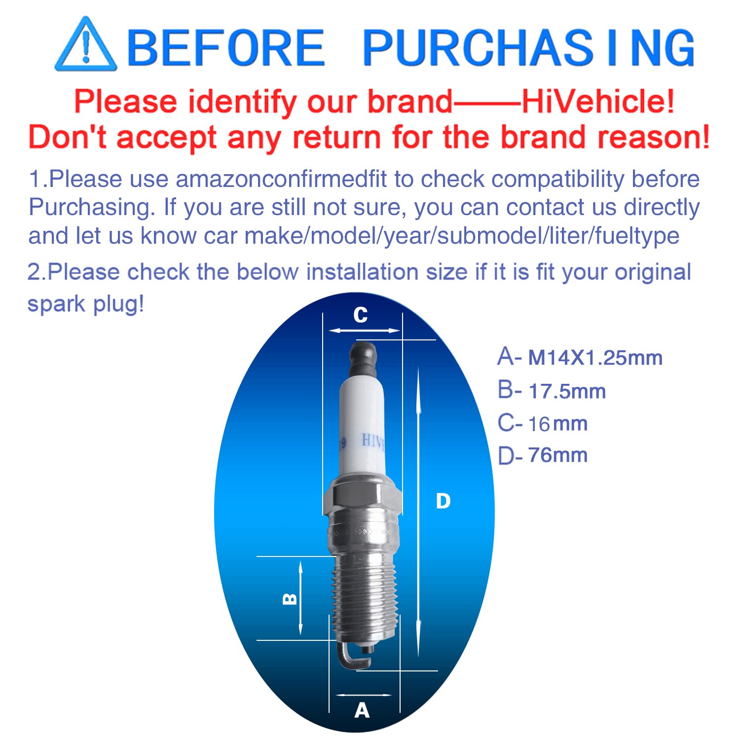 V7429 Spark Plugs - 6 Pack Replacement for #2238 TR5 - High Performance Ignition Plugs for Cars, Trucks & Motorcycles - Perfect for Engine Tune-Ups & Maintenance