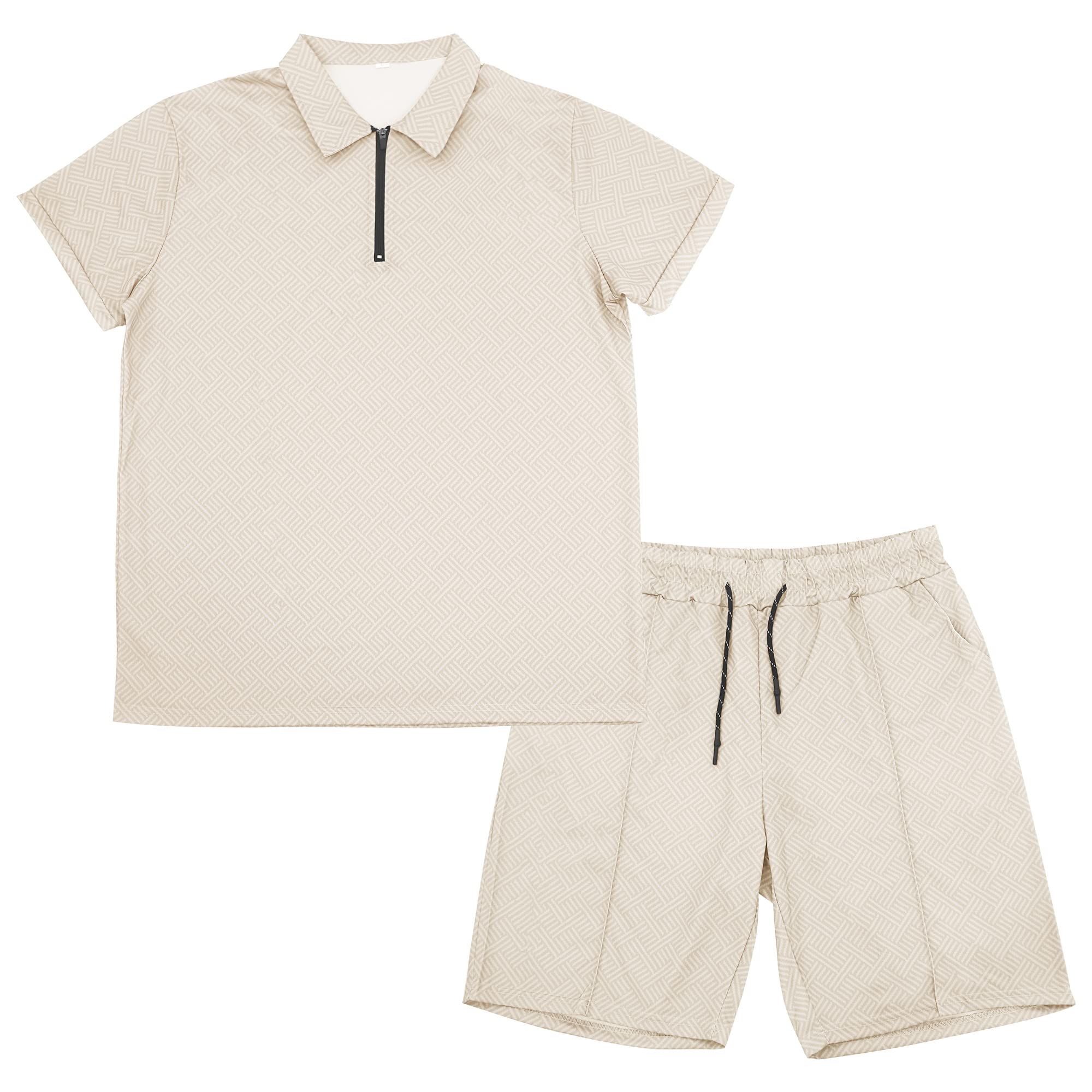 AIEOE Men's Summer Tracksuit Set - 2 Piece Polo Shirt & Shorts Outfit, Breathable Short Sleeve Sportswear for Gym, Running, and Casual Wear | Regular Fit Athletic Suit for Men