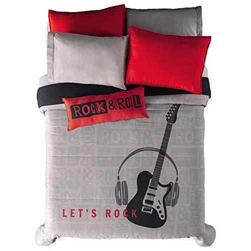 Reversible Guitar & Headphones Comforter Set for Teens - 6 Piece Twin Size Bedding Set with Sheet - Cool Music Theme Bedroom Decor for Boys & Girls - Perfect for Dorm Rooms, Sleepovers & Teen Bedrooms