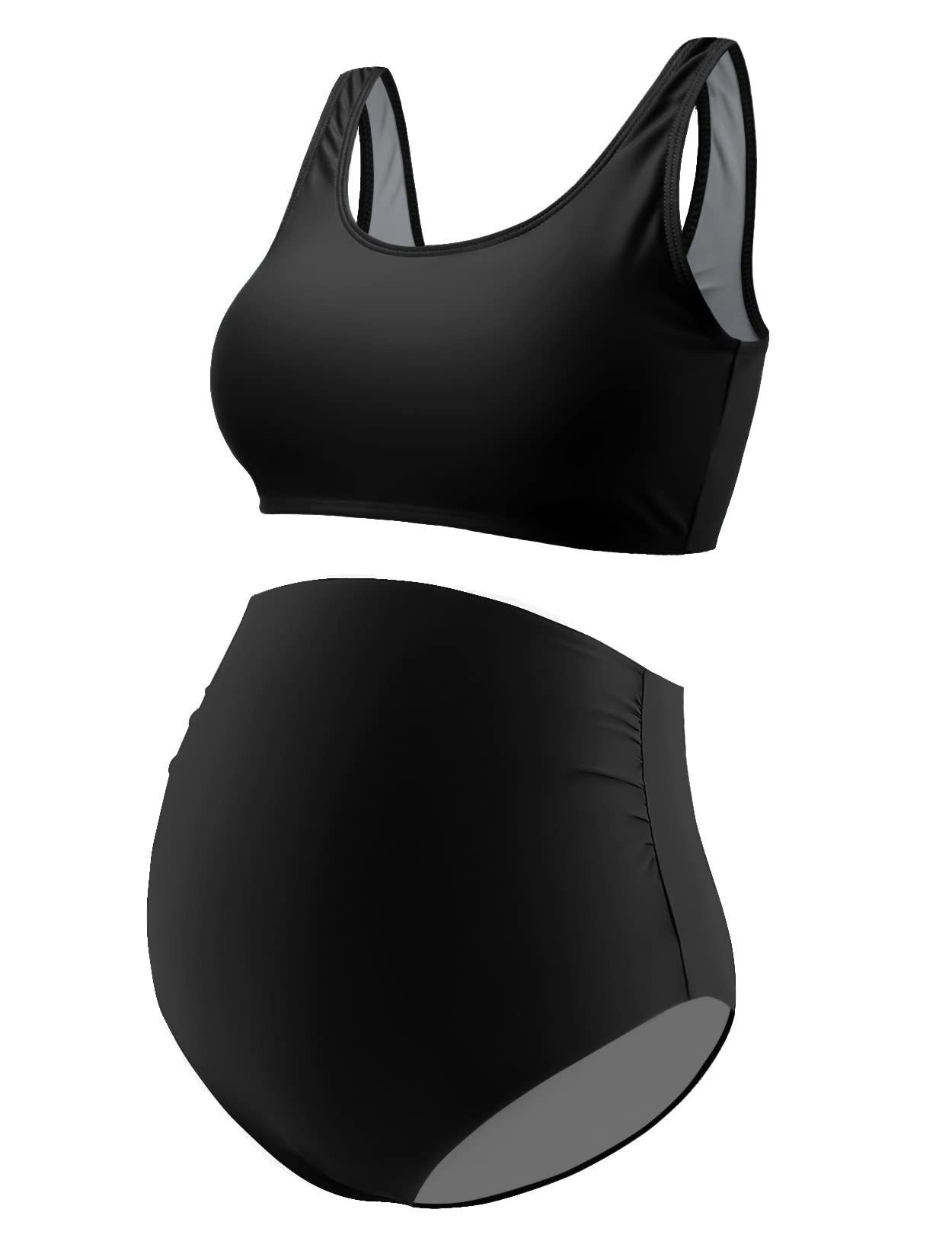 DEBELLY Maternity Bikini Set - Sporty 2 Piece Swimsuit with Tank Top & High Waist Bottom for Pregnant Women | Comfortable Pregnancy Swimwear for Beach, Pool & Water Activities