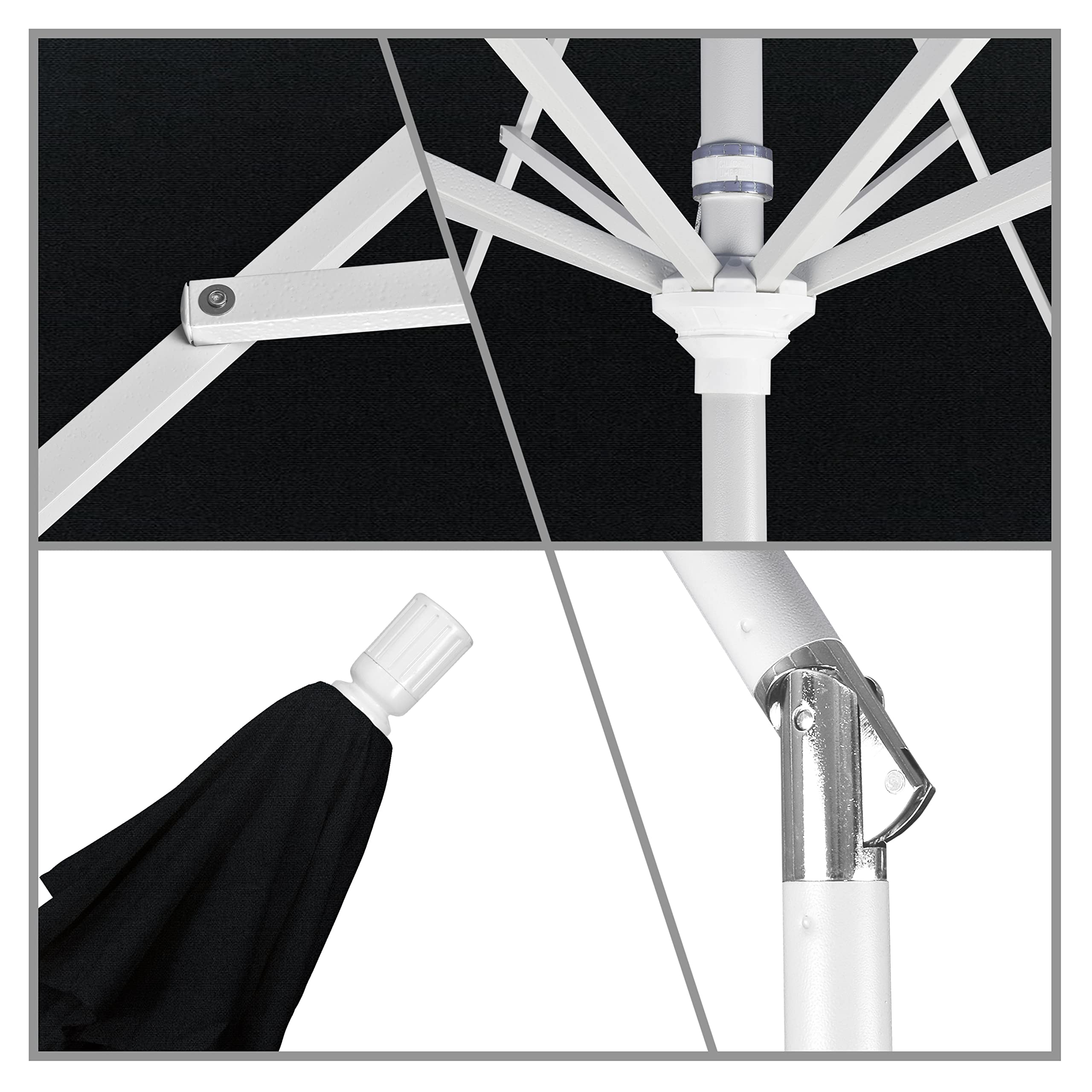 9' Round Aluminum Market Umbrella with Crank & Tilt - Pacifica Black for Patio & Outdoor Dining