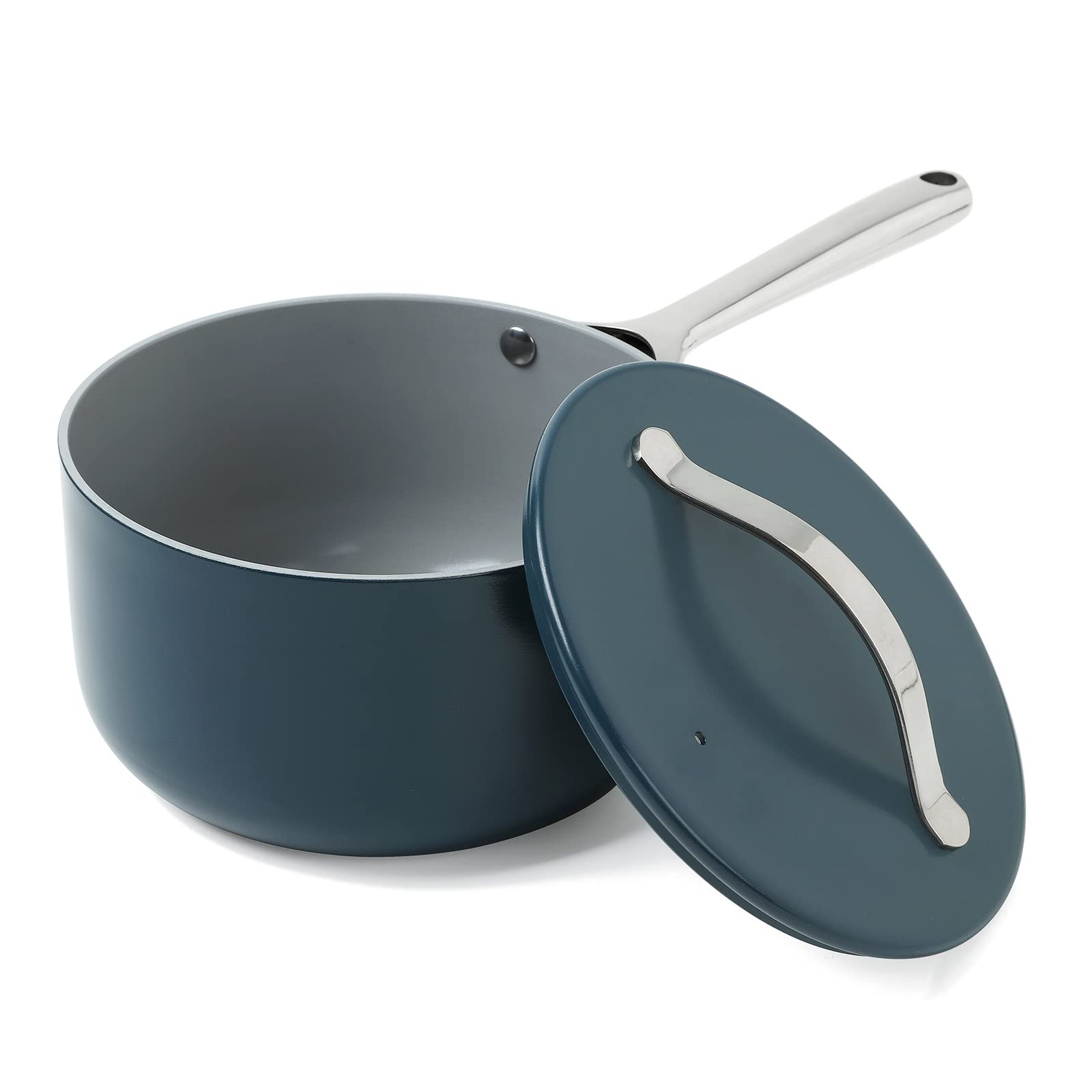 3.6 Quart Ceramic Nonstick Sauce Pan - Healthy Cooking Pot for Pasta, Soup & Stock - Oven & Dishwasher Safe Navy Blue - Perfect for Home, Kitchen & Professional Chefs