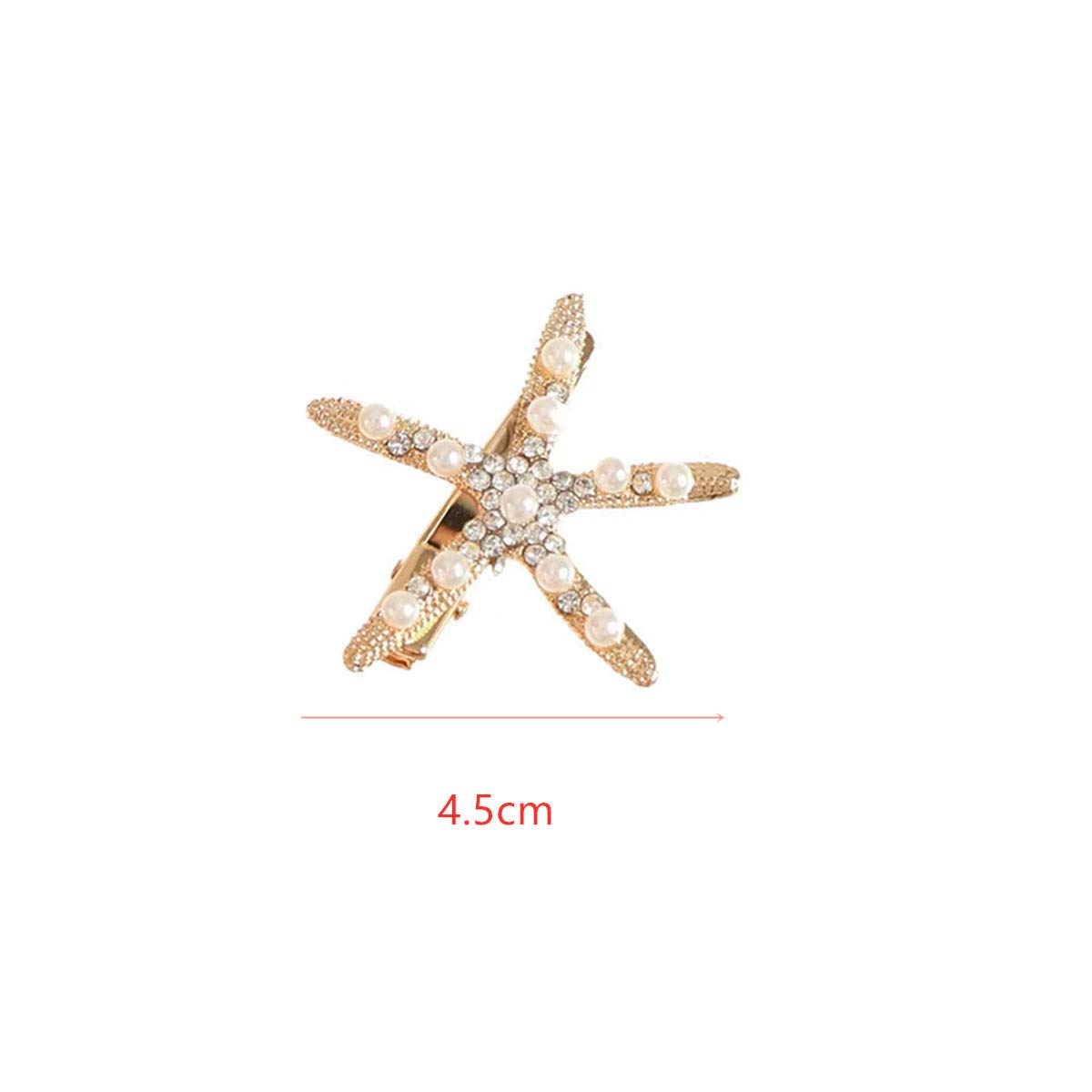6 Pcs Rhinestone Pearl Starfish Hair Clips for Women & Girls - Elegant Hair Barrettes for Bridal, Wedding, Beach Party & Daily Hair Accessories