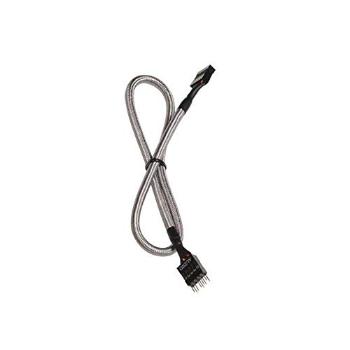 BitFenix Internal Audio Extension Cable 30cm - Sleeved Silver/Black for PC Case Cable Management and Custom Builds