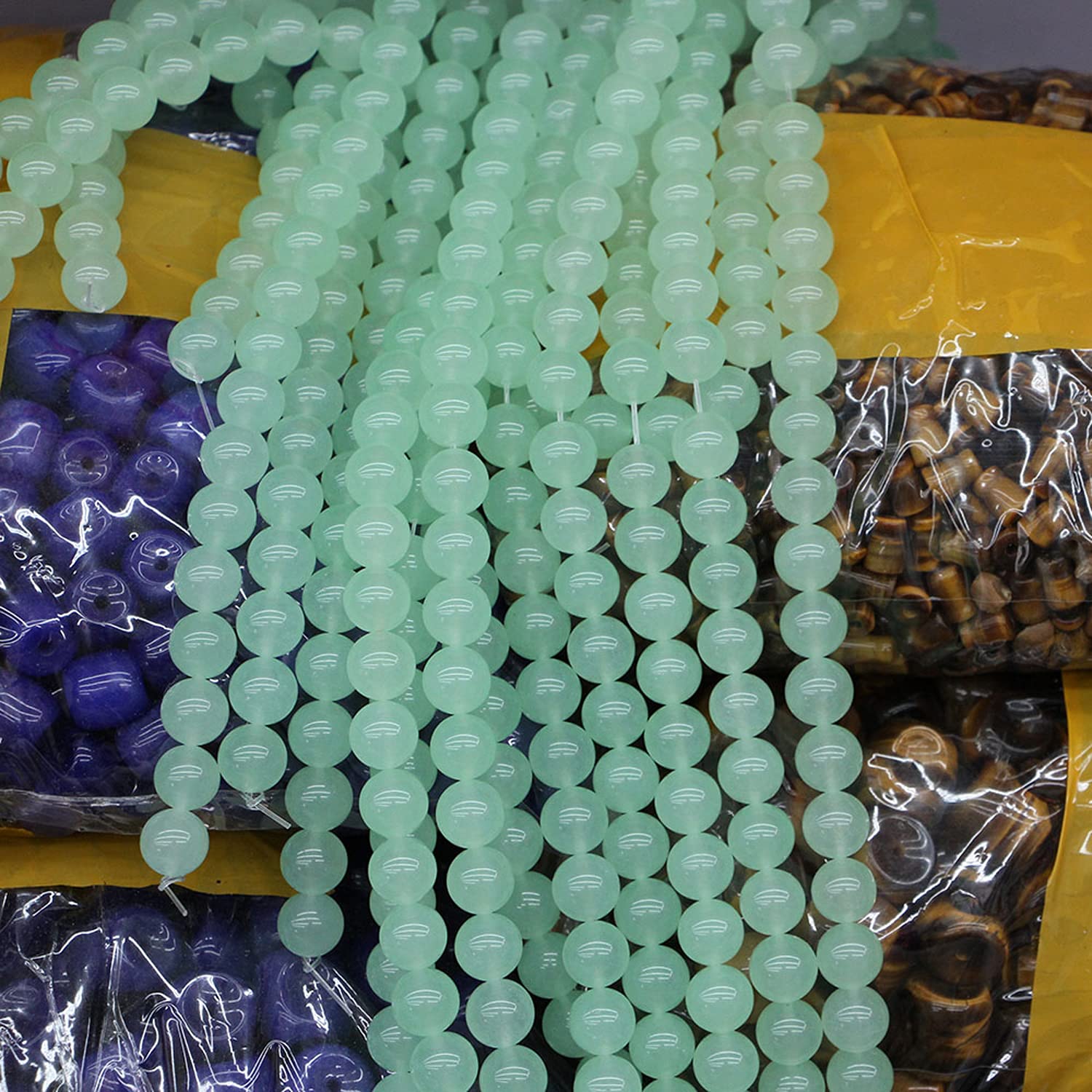 6mm Natural Green Jade Chalcedony Beads - Round Loose Crystal Beads for DIY Jewelry Making (62pcs, Light Green) - Perfect for Bracelets, Necklaces & Handmade Crafts