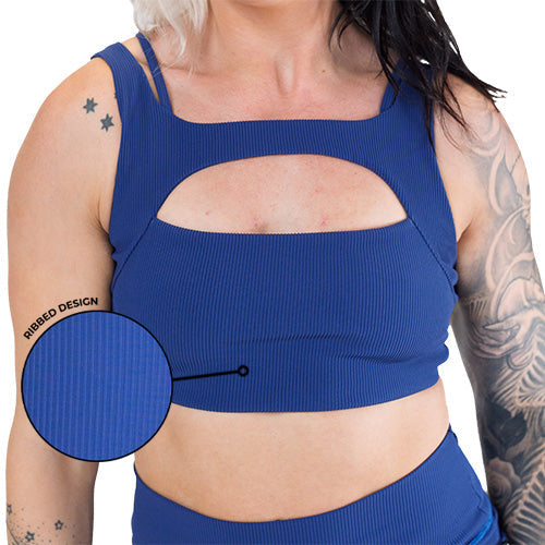 Vista Bra | Navy Ribbed Wireless Comfort Bra for Women | Perfect for Yoga, Lounge & Everyday Wear
