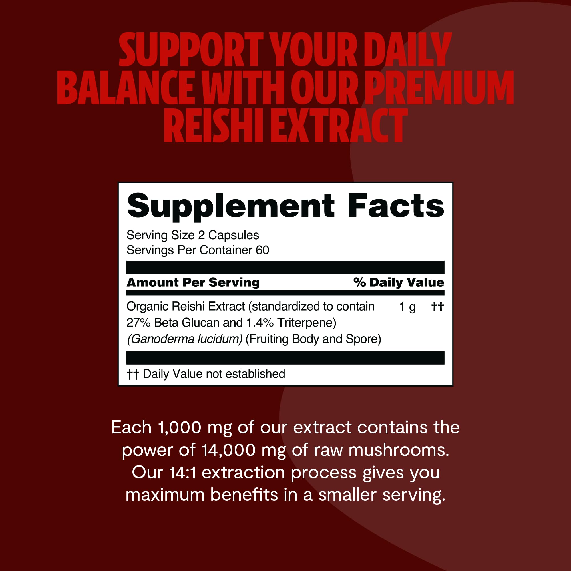 FreshCap Reishi Mushroom Supplement 14,000mg - Organic Reishi Mushroom Capsules with Mushroom Extract & Herbal Blend, Ayurvedic Nootropic Red Reishi for Immune Support & Stress Relief (120 Capsules) - Perfect for Daily Wellness & Cognitive Enhancement