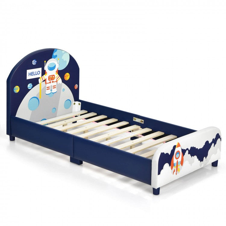 Kids Upholstered Platform Bed with Headboard and Footboard - Twin/Full/Queen Size, Soft Fabric Bed Frame for Boys & Girls Bedroom, Modern Kids Furniture for Comfortable Sleep and Play